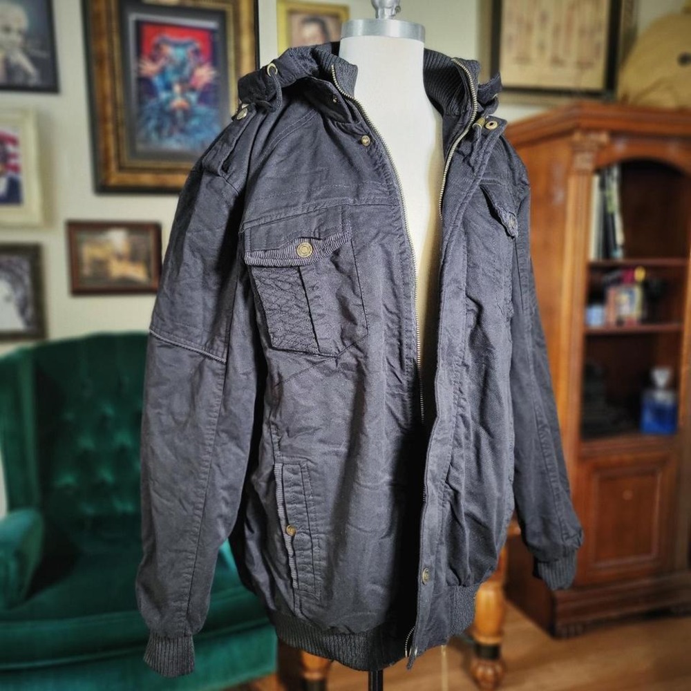 WENVEN NWT Black Military Jacket Faux‎ Fur Lined Hooded Heavy Duty Tactical Coat